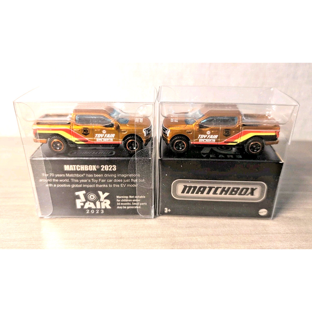 Matchbox 2023 Toy Fair Truck Ford F-150 70th Anniversary MBX Orange Lot Of 2